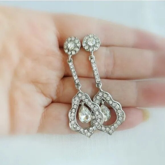 Crystal drop earrings prom wedding chandelier earrings 🆕 - Picture 2 of 4